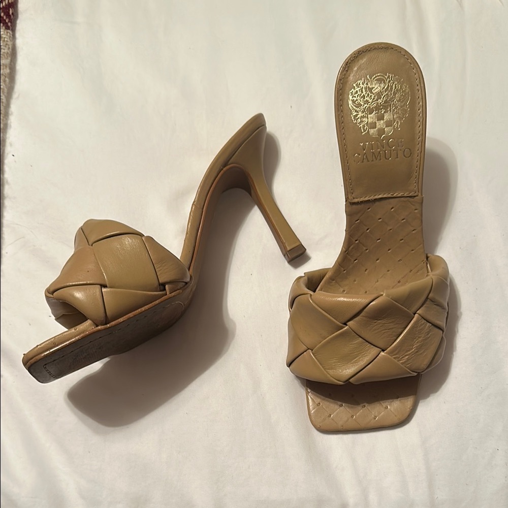 Vince Camuto Tan Woven Heeled Sandals